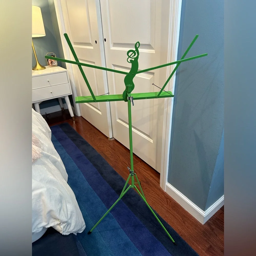 Deluxe Aluminum Collapsible Music Stand with Adjustable Tray, Lime Green
